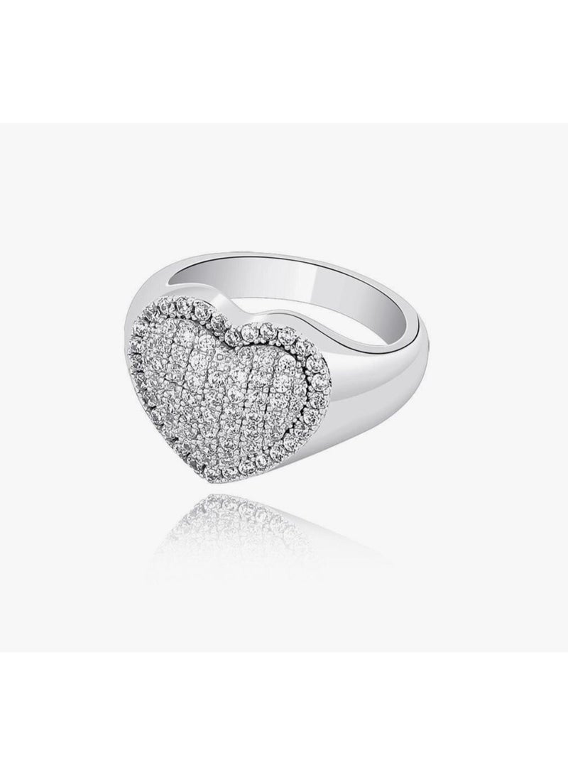 أيه كيه جويلز خاتم زركون بتصميم قلب - Image 1